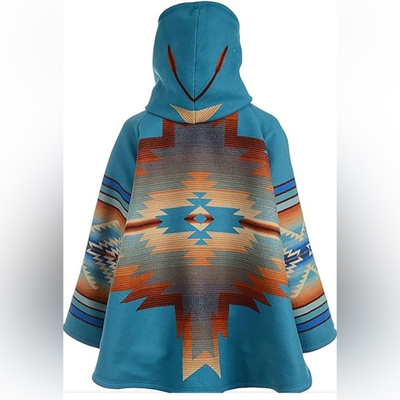 Aztec Pattern Hooded Jacket - Blue and Orange Beth Dutton yellow stone - Picture 1 of 7